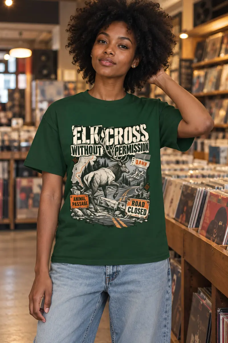"Elk Cross Without Permission" Heavyweight Unisex Crewneck T-shirt