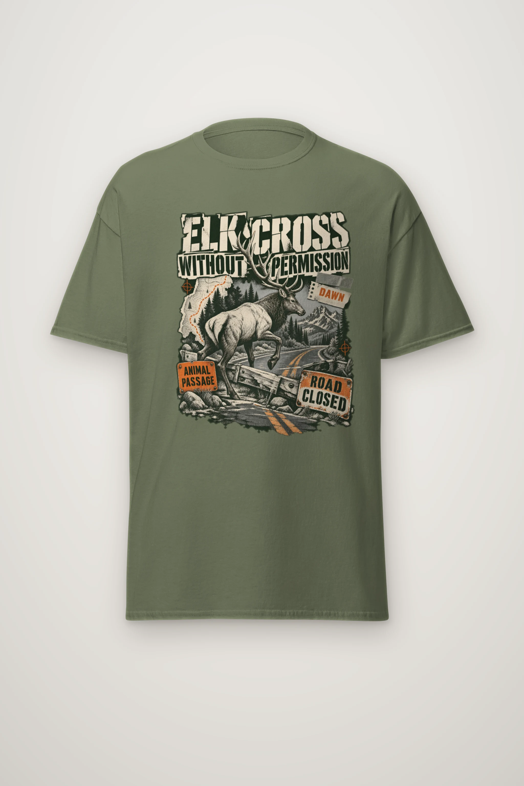 "Elk Cross Without Permission" Heavyweight Unisex Crewneck T-shirt