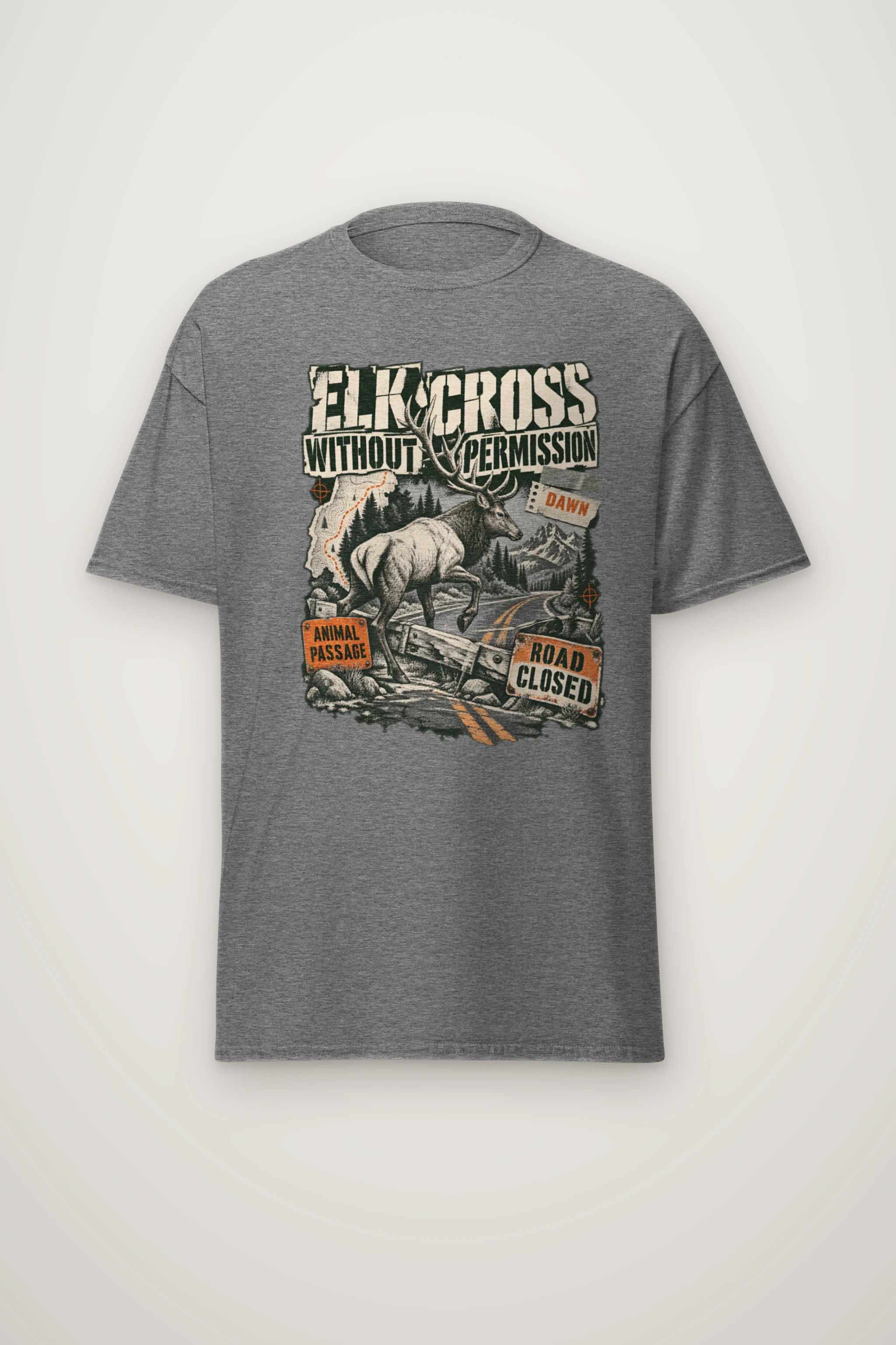 "Elk Cross Without Permission" Heavyweight Unisex Crewneck T-shirt