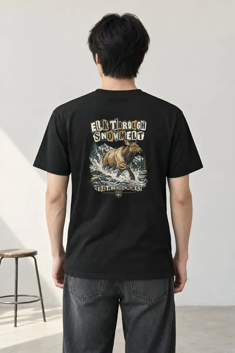 "Elk Through Snowmelt" Heavyweight Unisex Crewneck T-shirt
