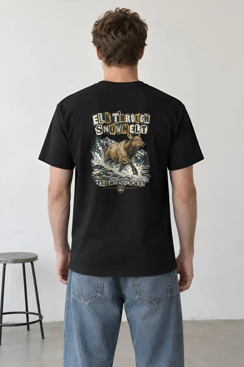 "Elk Through Snowmelt" Heavyweight Unisex Crewneck T-shirt