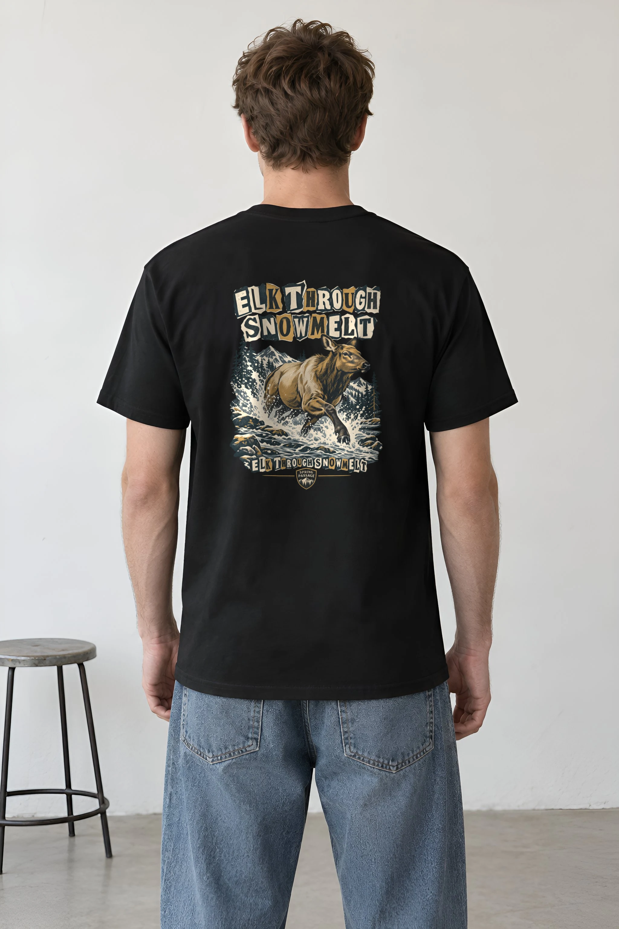 "Elk Through Snowmelt" Heavyweight Unisex Crewneck T-shirt