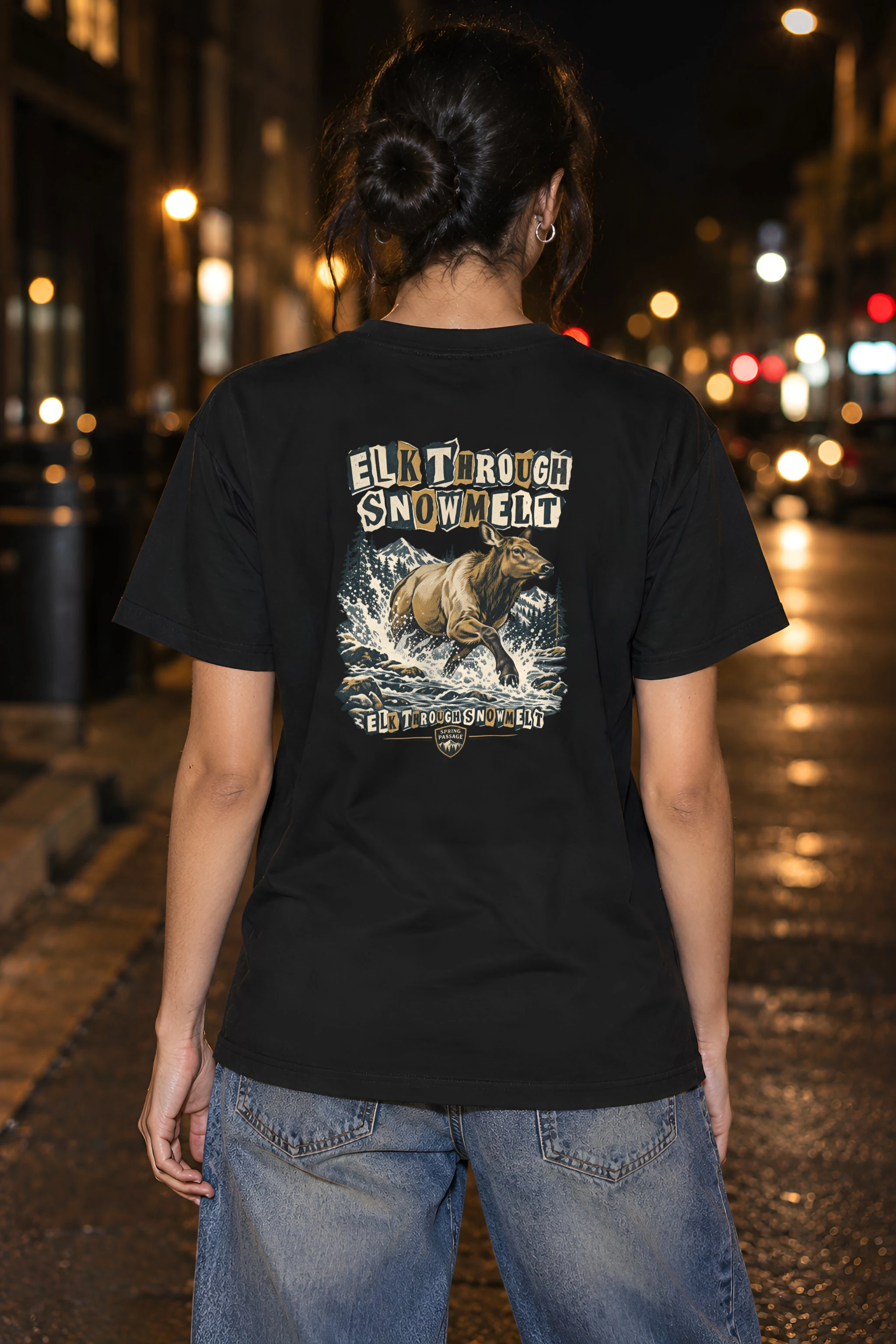 "Elk Through Snowmelt" Heavyweight Unisex Crewneck T-shirt