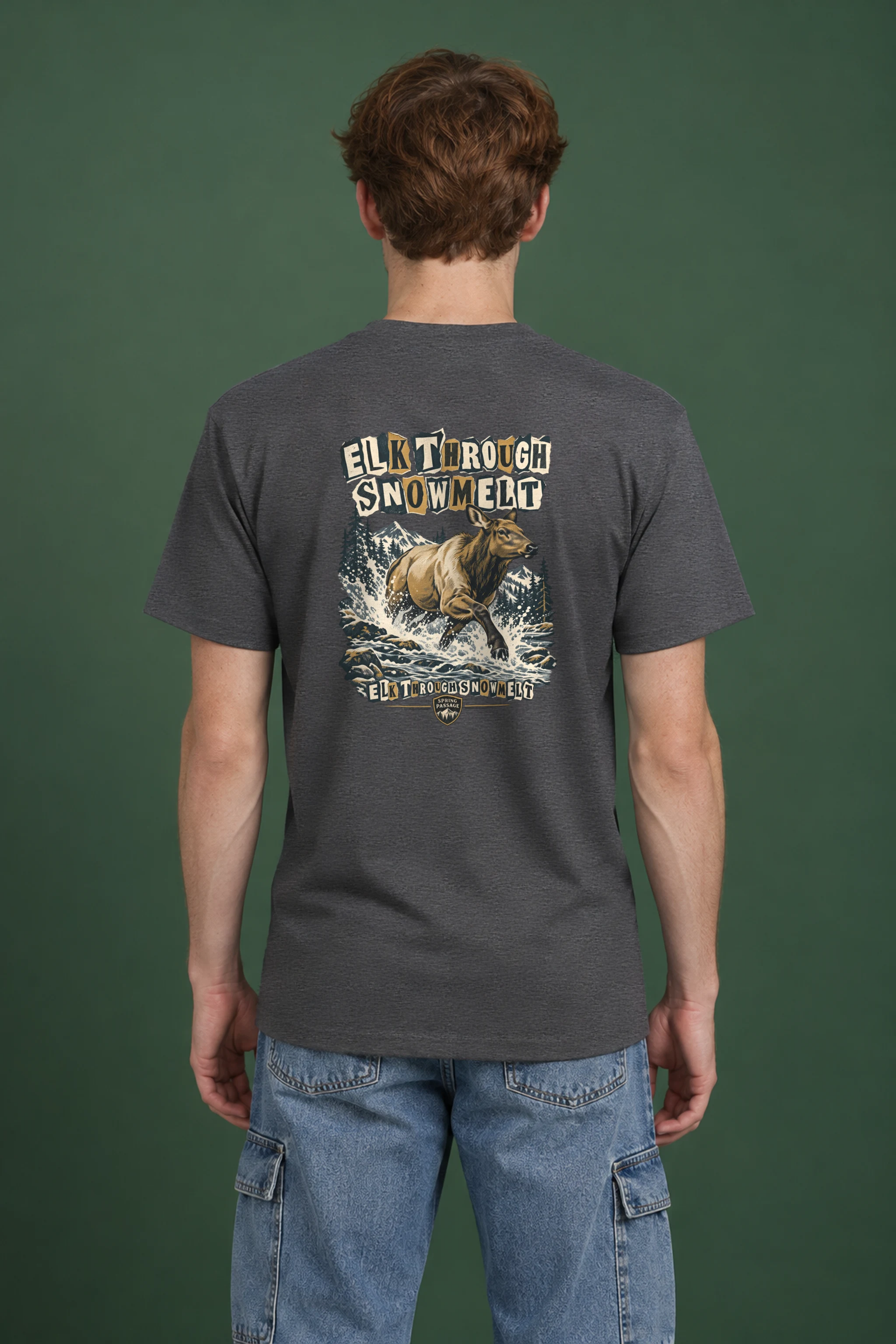 "Elk Through Snowmelt" Heavyweight Unisex Crewneck T-shirt
