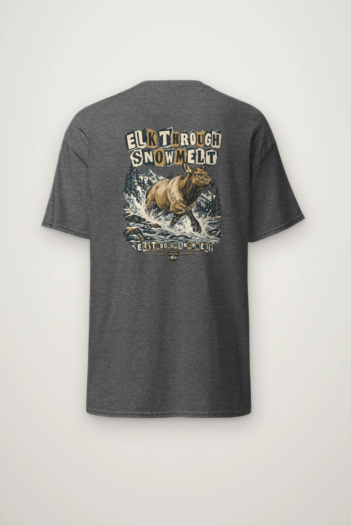 "Elk Through Snowmelt" Heavyweight Unisex Crewneck T-shirt