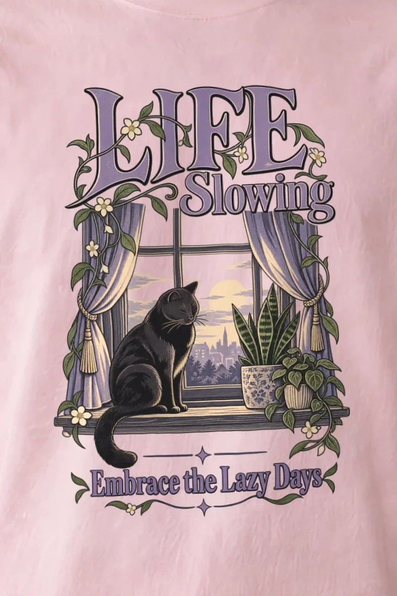"Embrace Lazy Days" Heavyweight Unisex Crewneck T-shirt