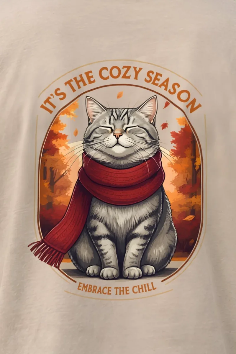 "Embrace The Chill" Heavyweight Unisex Crewneck T-shirt - the graphic up close
