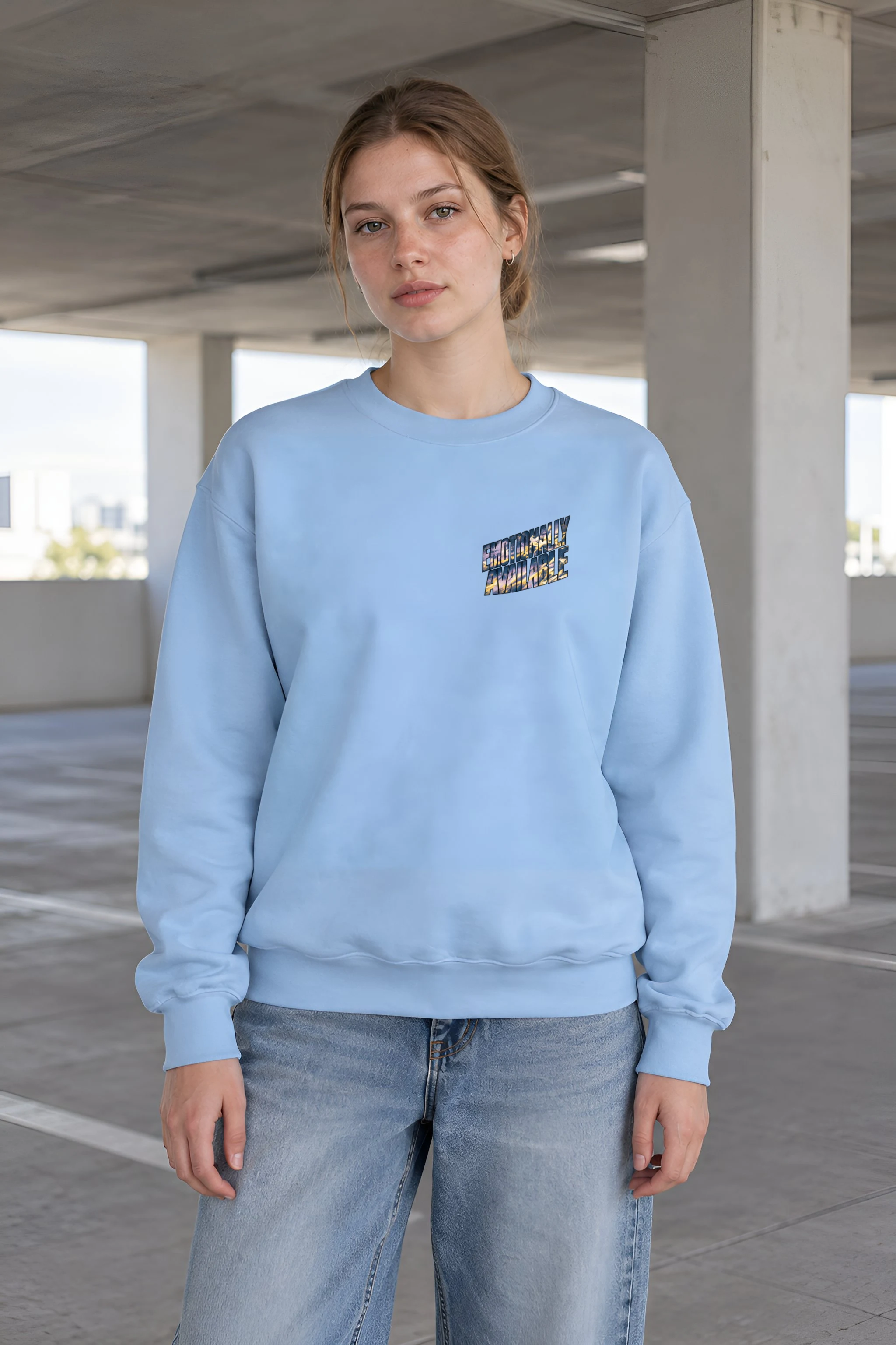"Emotionally Available Above Treeline" Heavy Blend Unisex Crewneck Sweatshirt