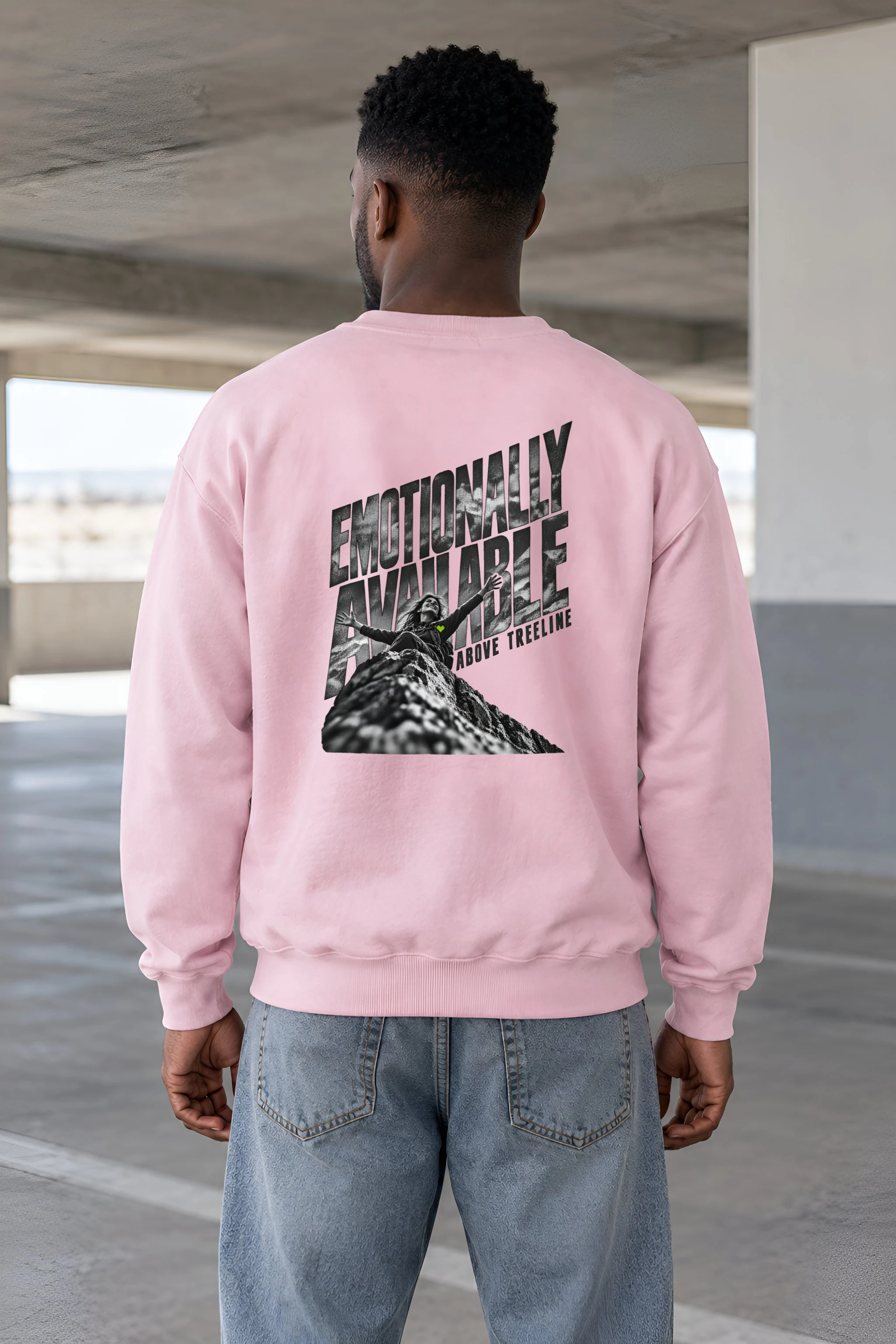 "Emotionally Available Above Treeline" Heavy Blend Unisex Crewneck Sweatshirt