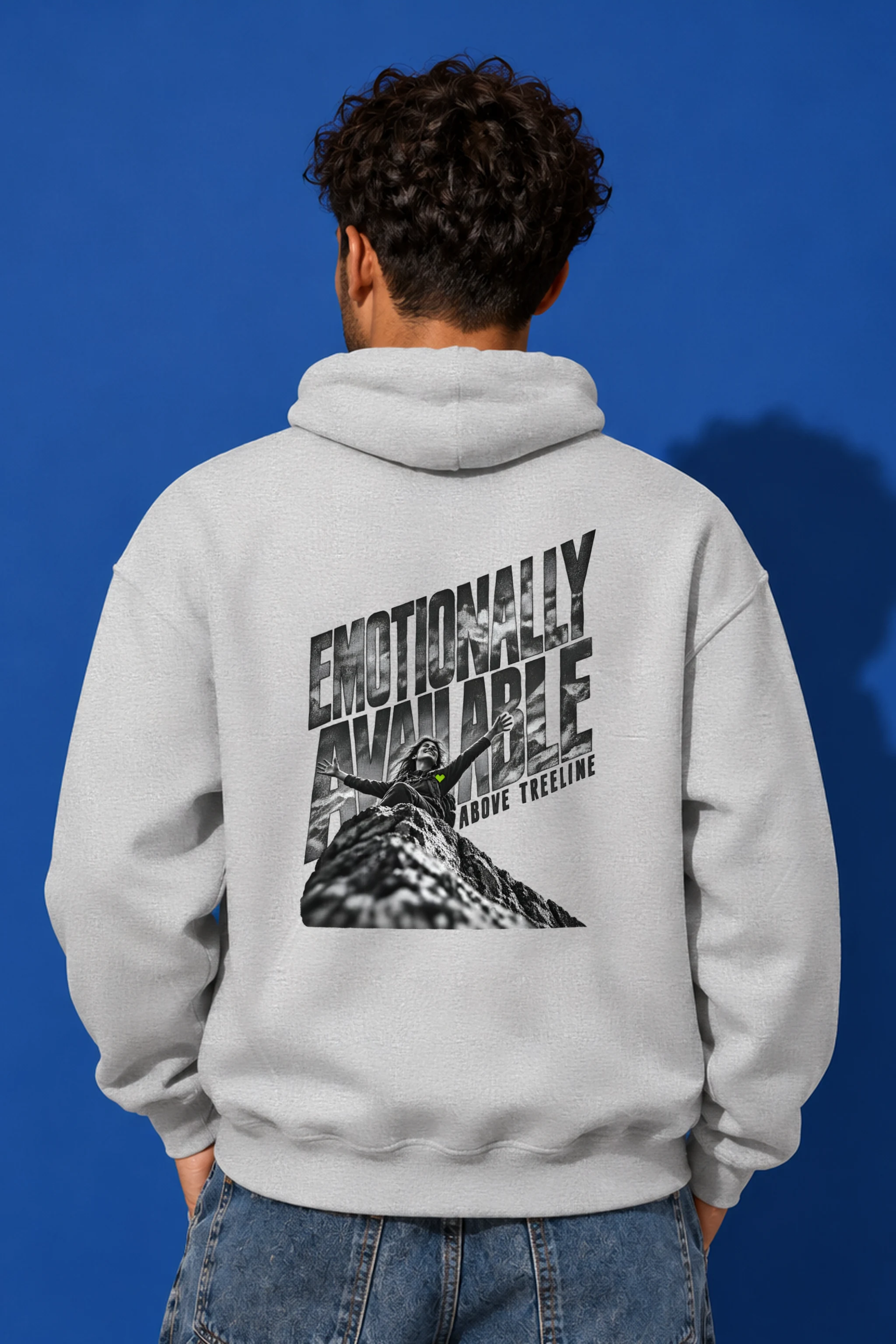 "Emotionally Available Above Treeline" Heavy Blend Unisex Pullover Hoodie