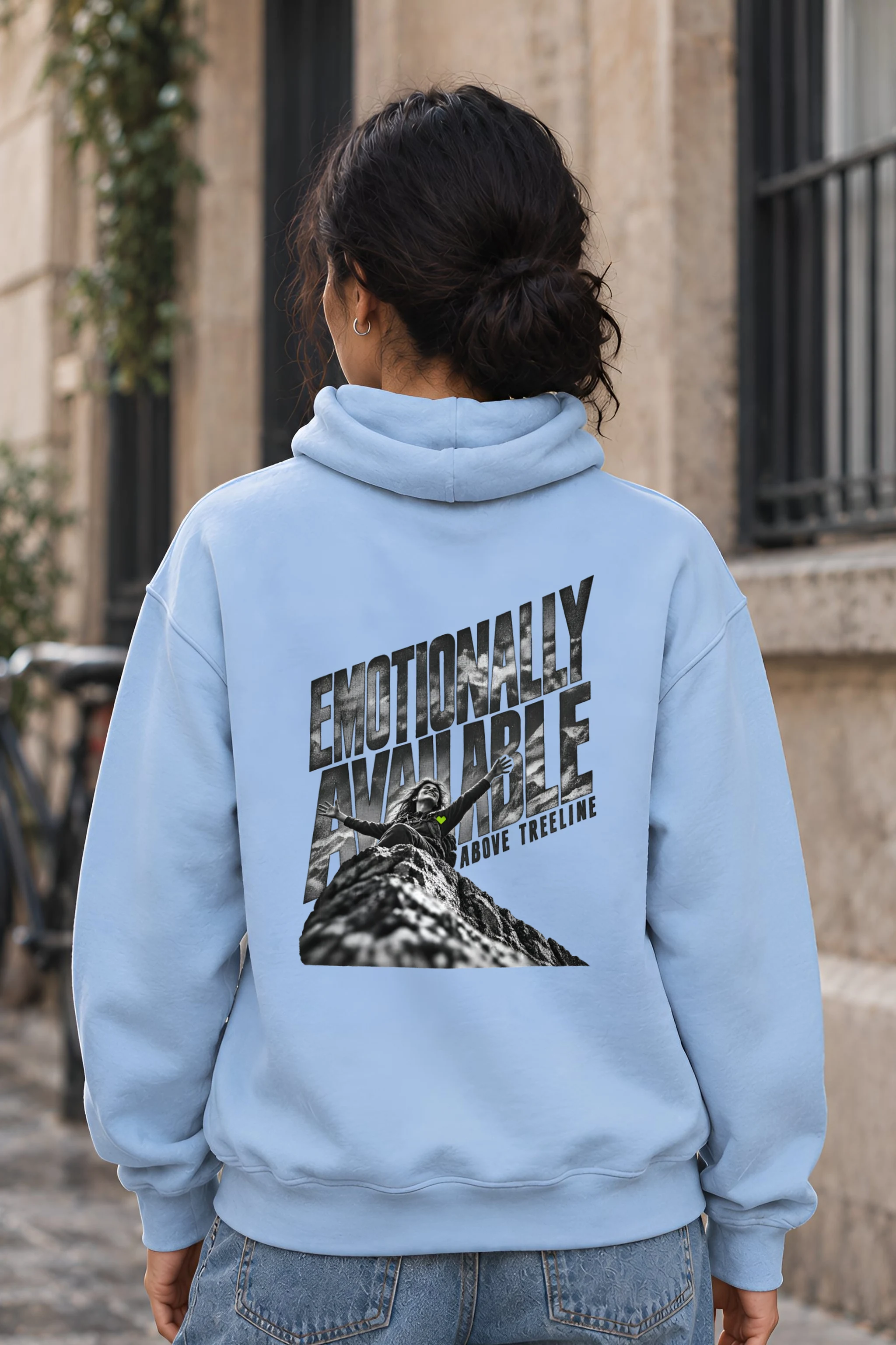 "Emotionally Available Above Treeline" Heavy Blend Unisex Pullover Hoodie