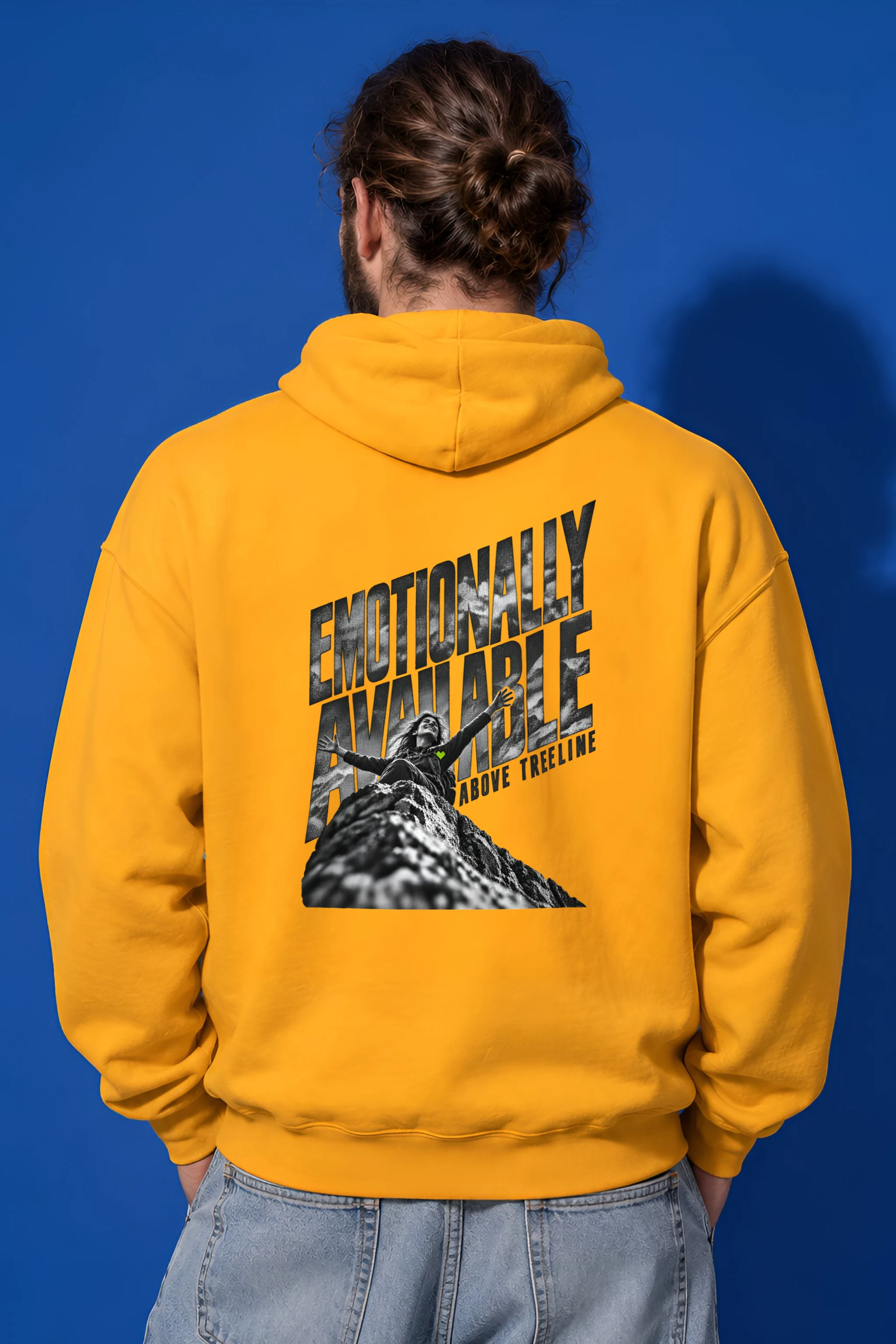 "Emotionally Available Above Treeline" Heavy Blend Unisex Pullover Hoodie