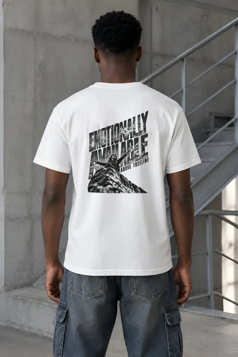 "Emotionally Available Above Treeline" Heavyweight Unisex Crewneck T-shirt