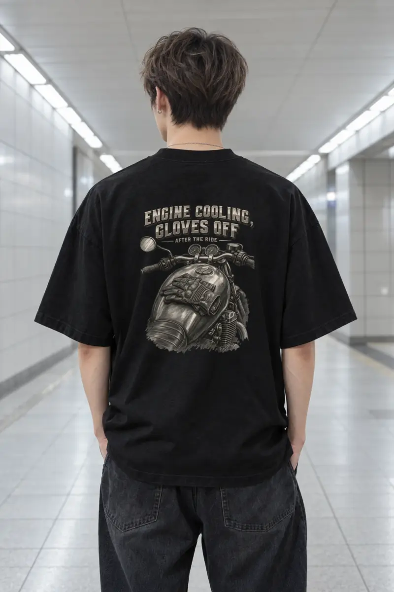 "Engine Cooling, Gloves Off" Men's Oversized Heavyweight Crewneck T-Shirt