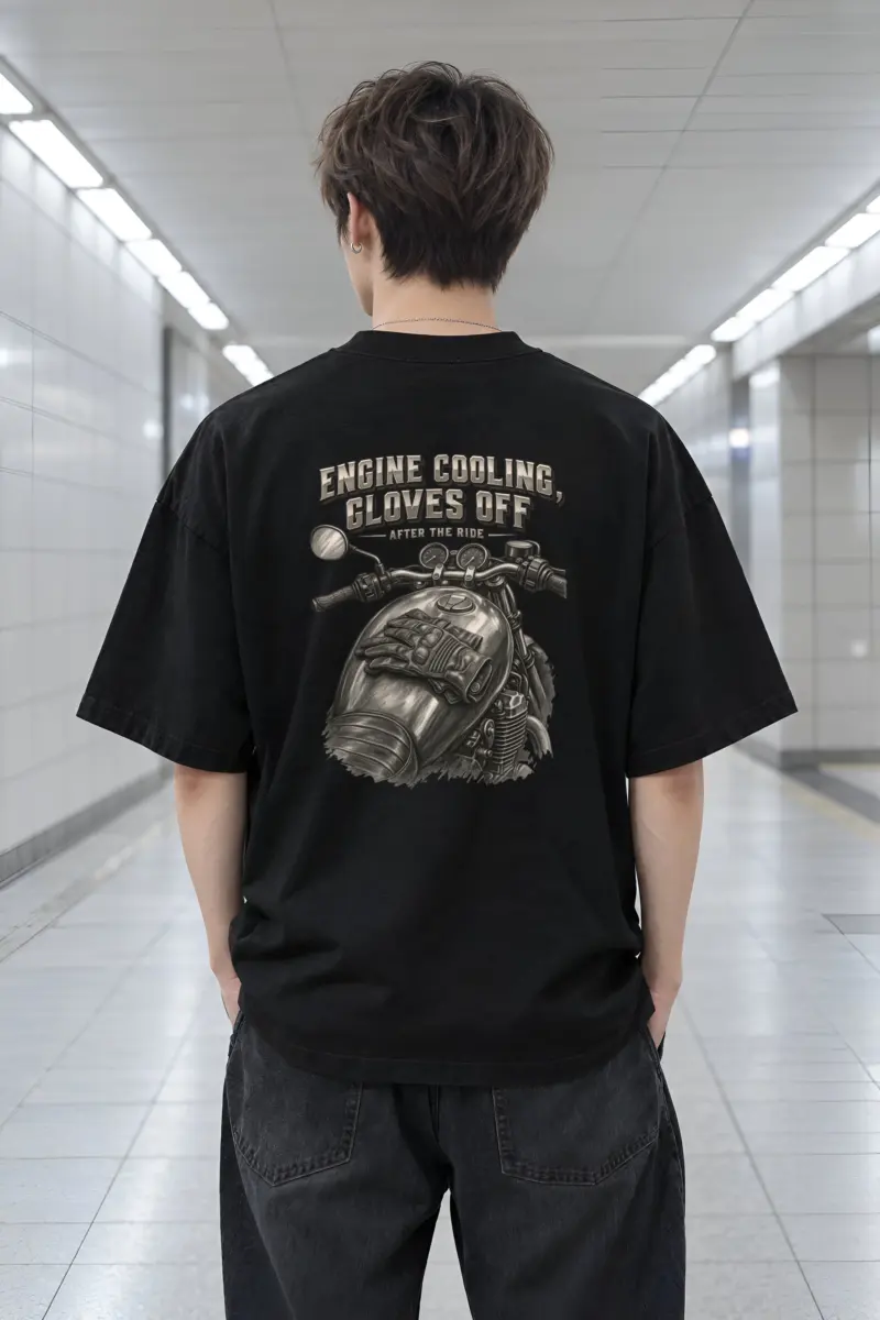 "Engine Cooling, Gloves Off" Men's Oversized Heavyweight Crewneck T-Shirt