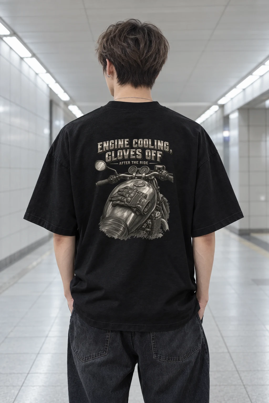 "Engine Cooling, Gloves Off" Men's Oversized Heavyweight Crewneck T-Shirt