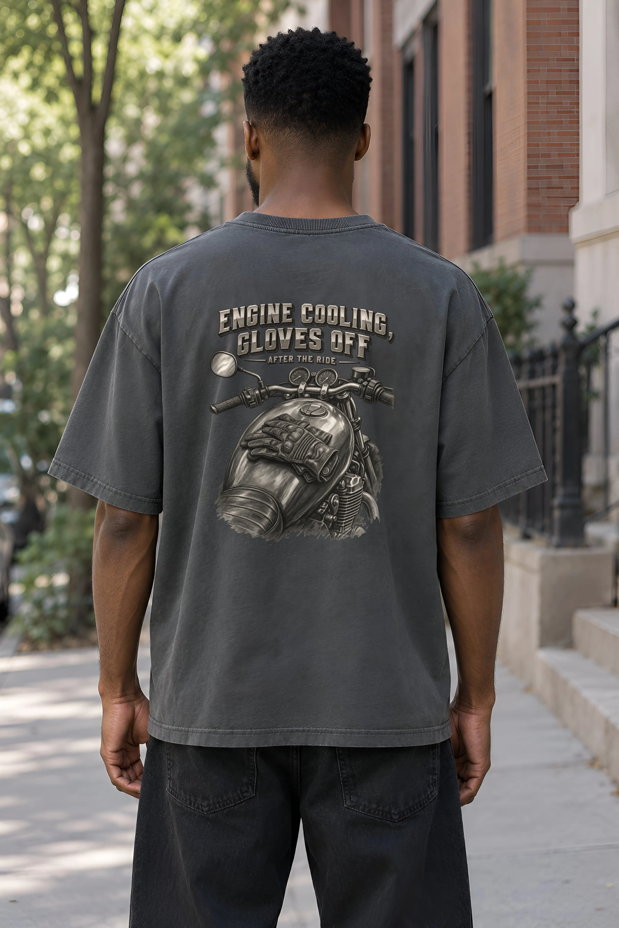 "Engine Cooling, Gloves Off" Unisex Oversized Heavyweight Crewneck T-Shirt
