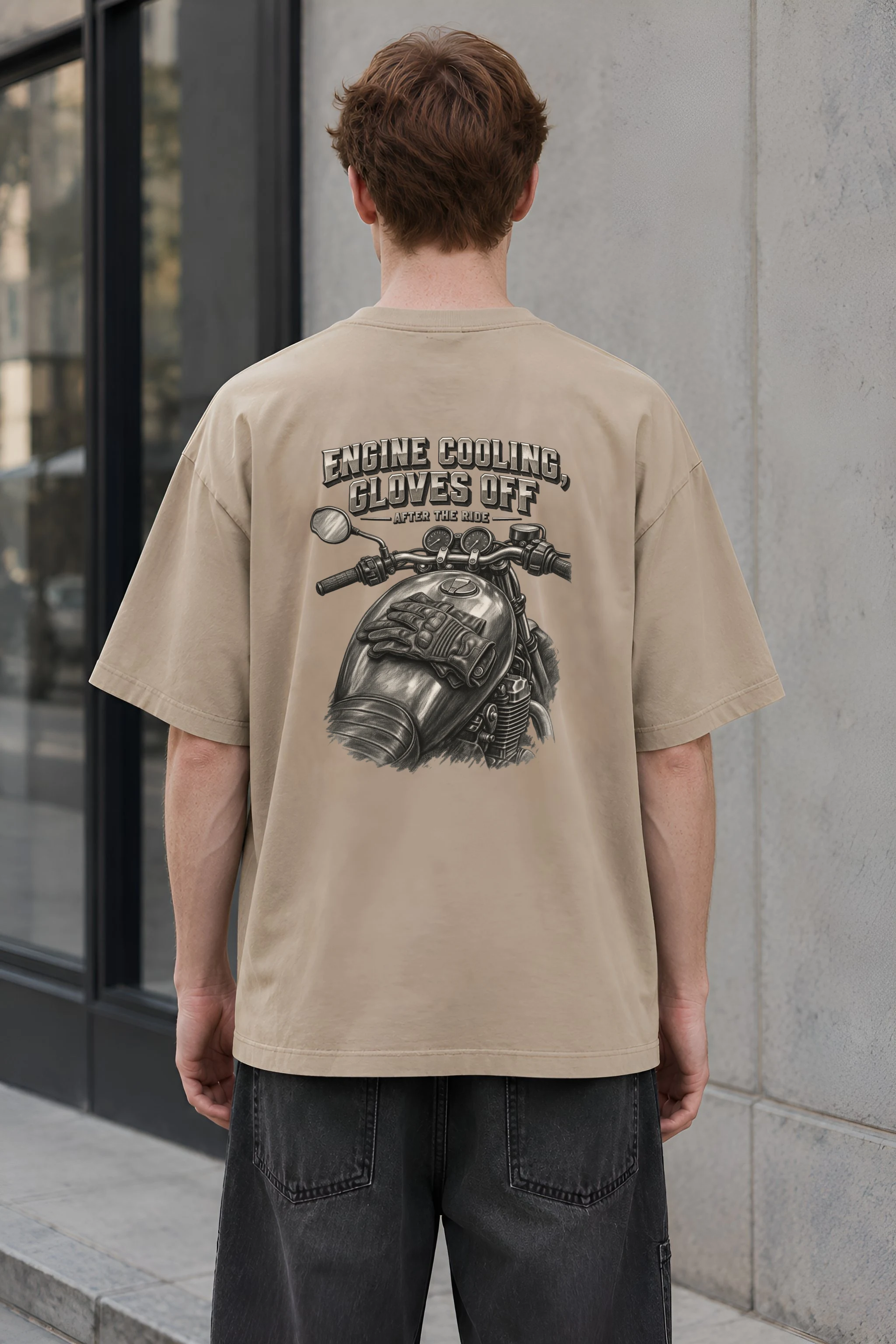 "Engine Cooling, Gloves Off" Unisex Oversized Heavyweight Crewneck T-Shirt