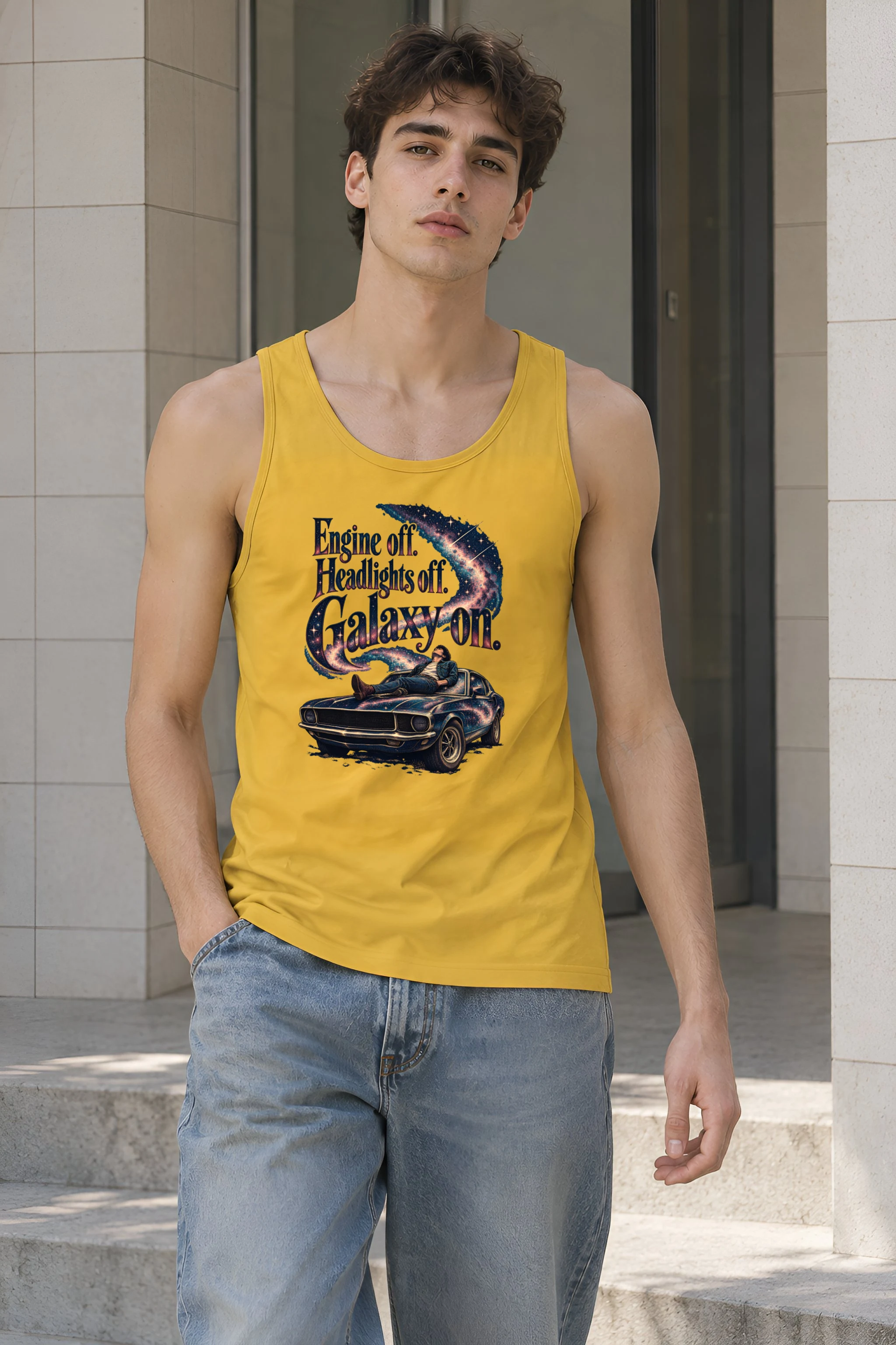 "Engine Off Galaxy On" Unisex Jersey Tank