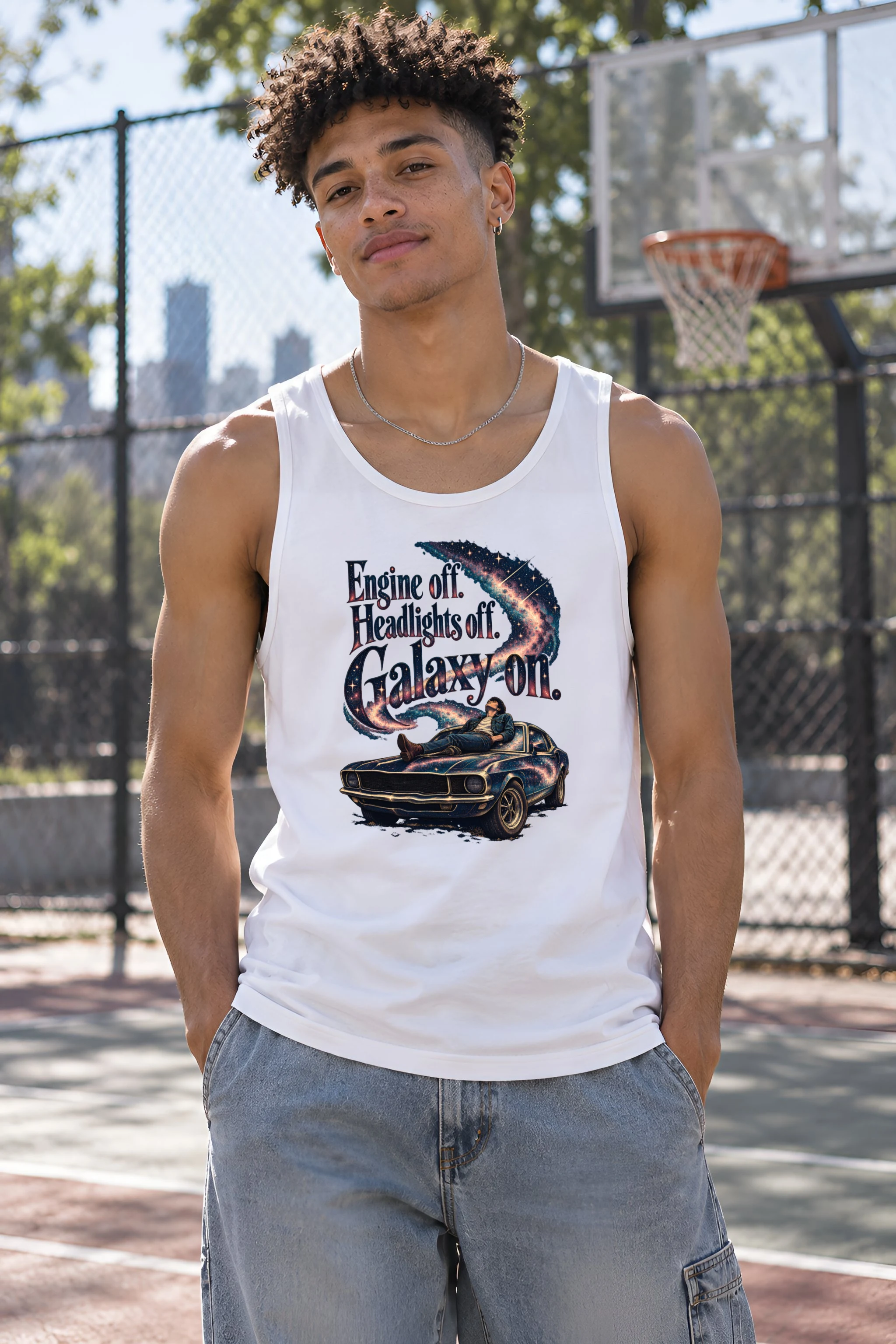 "Engine Off Galaxy On" Unisex Jersey Tank