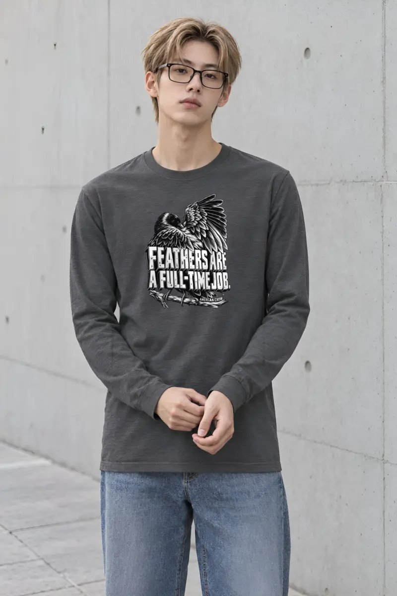 "Engraved American Crow" Unisex Longsleeve T-shirt