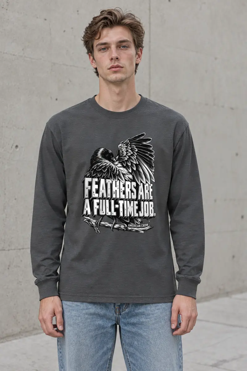"Engraved American Crow" Unisex Longsleeve T-shirt