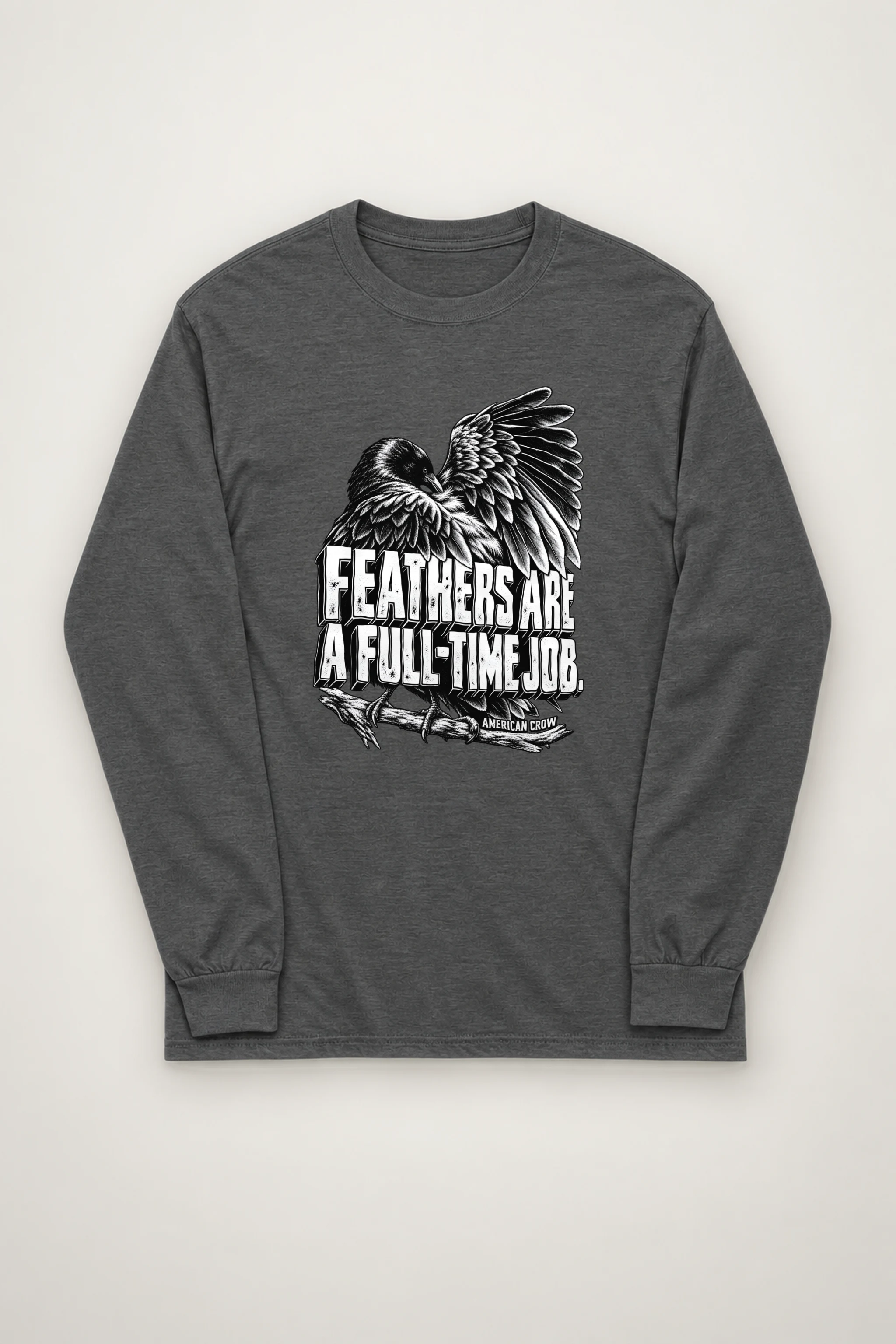 "Engraved American Crow" Unisex Longsleeve T-shirt