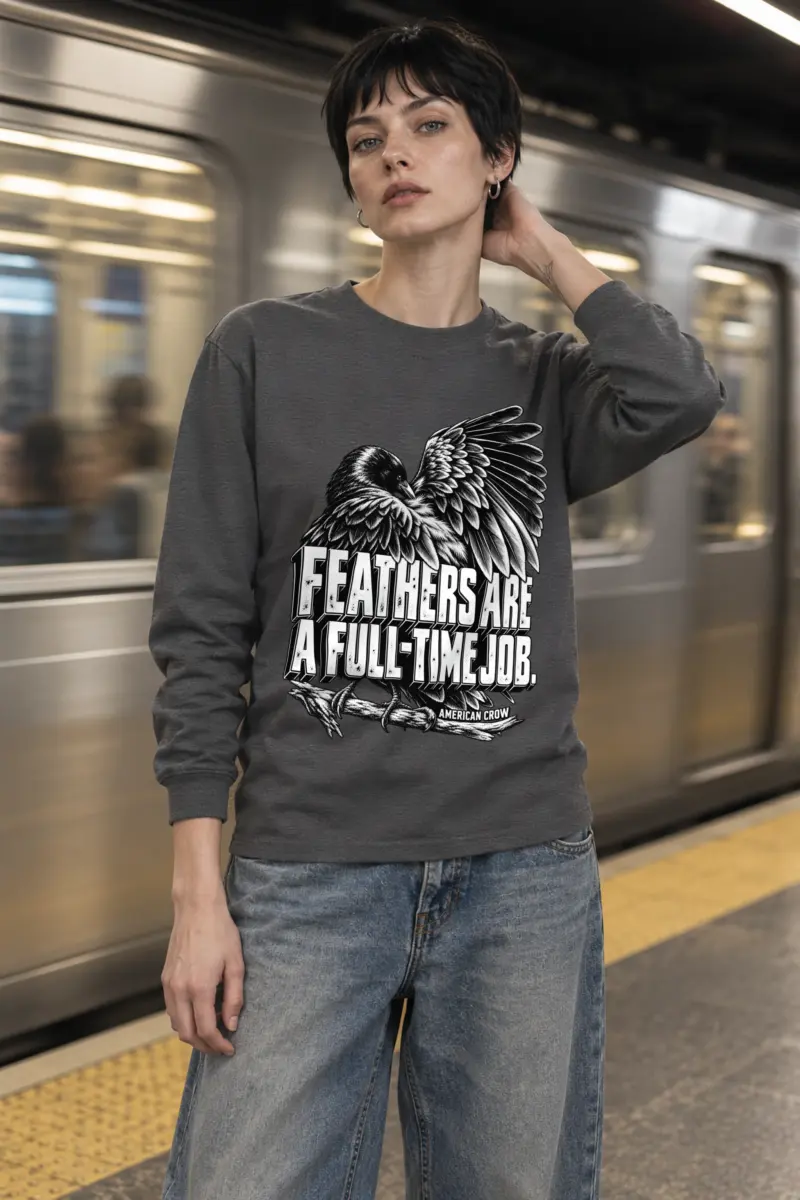 "Engraved American Crow" Unisex Longsleeve T-shirt