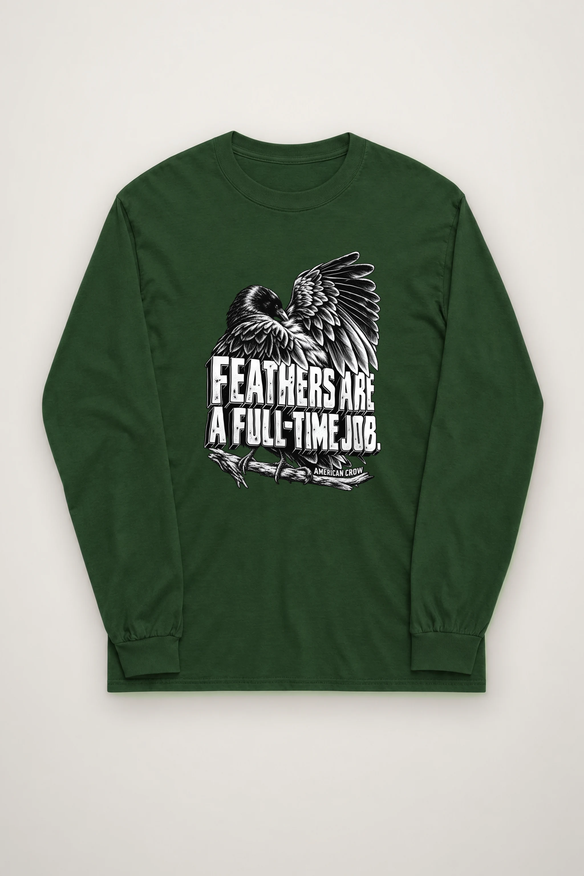 "Engraved American Crow" Unisex Longsleeve T-shirt