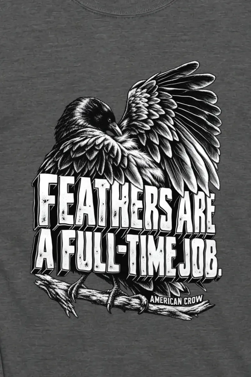 "Engraved American Crow" Unisex Longsleeve T-shirt - the graphic up close