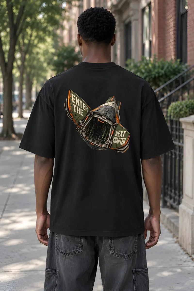 "Enter the Next Chapter" Unisex Oversized Heavyweight Crewneck T-Shirt