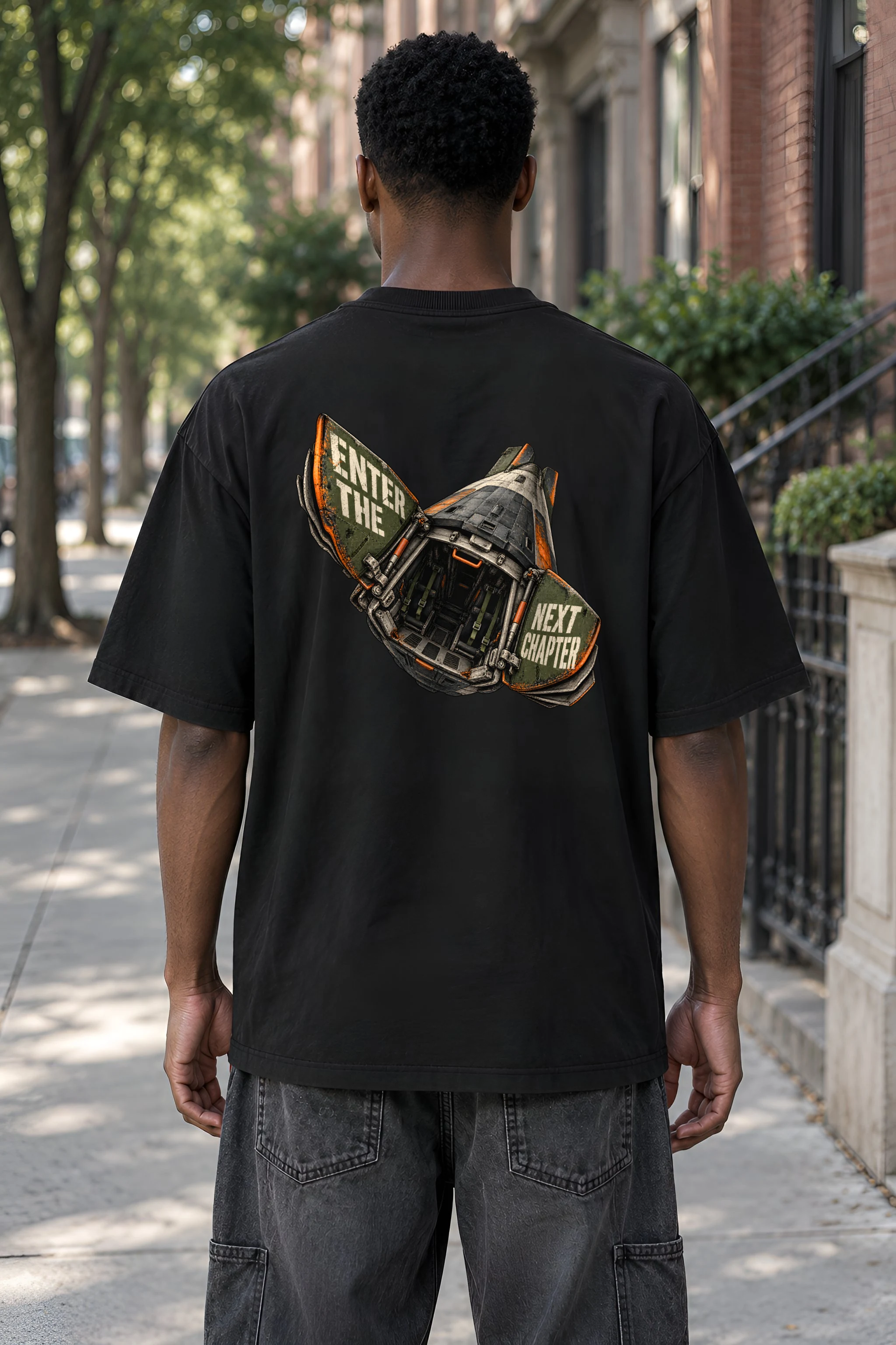 "Enter the Next Chapter" Men's Oversized Heavyweight Crewneck T-Shirt