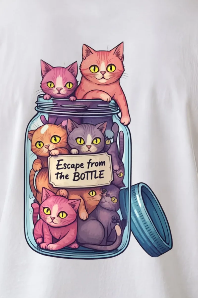 "Escape From The Bottle" Unisex Longsleeve T-shirt - the graphic up close