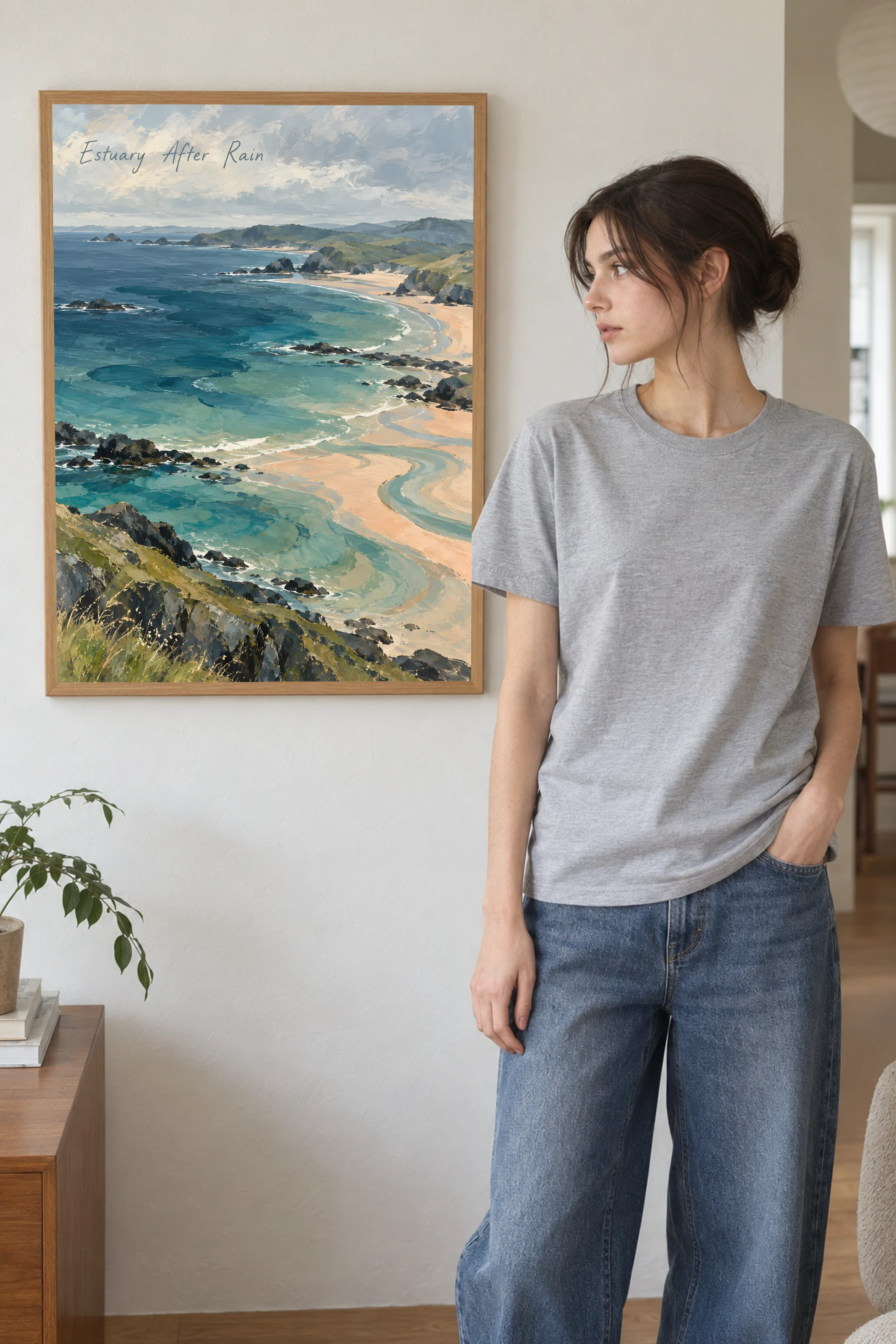"Estuary After Rain" Premium Wooden Framed Poster