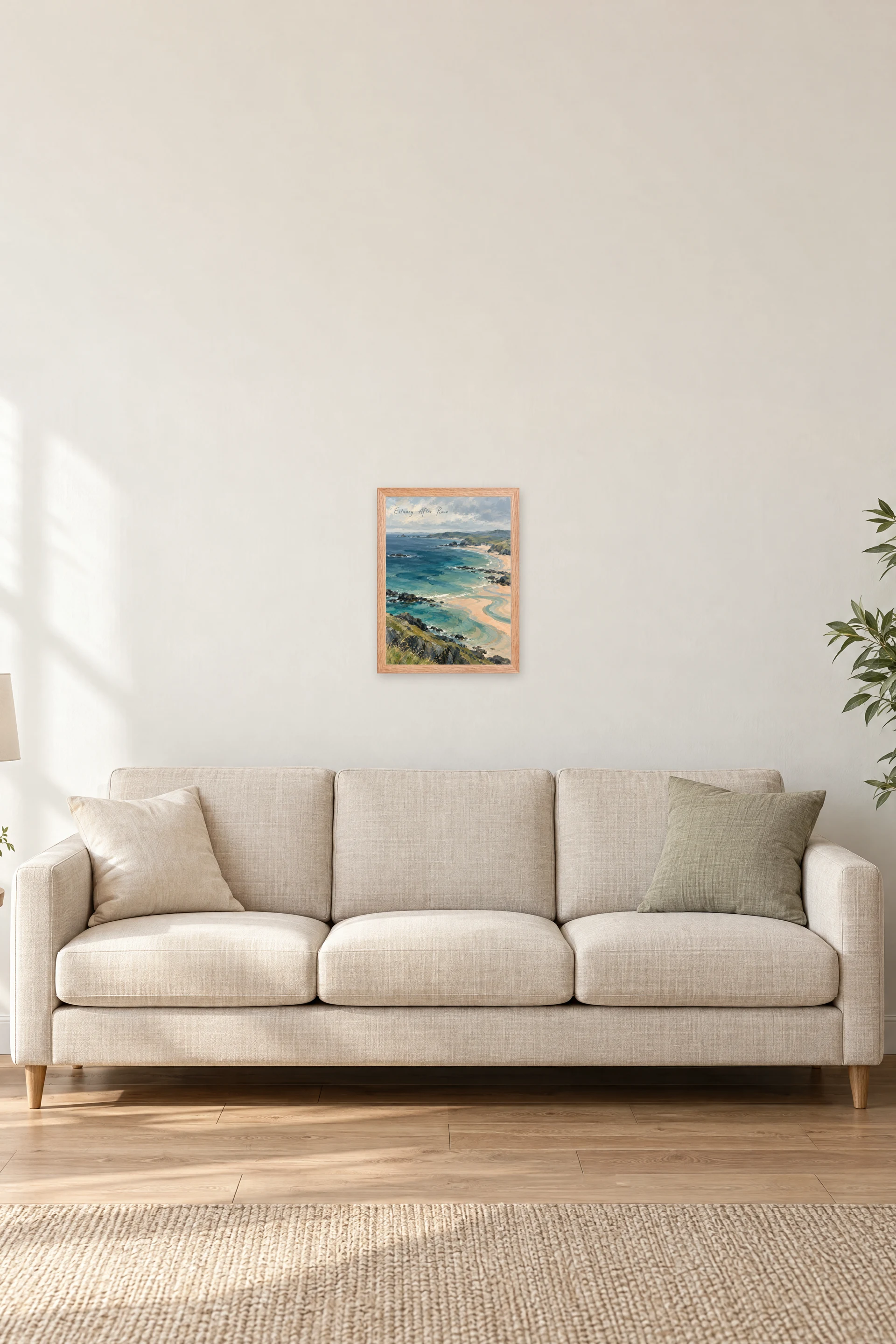 "Estuary After Rain" Premium Wooden Framed Poster — Natural Wood frame, 12 × 16 in