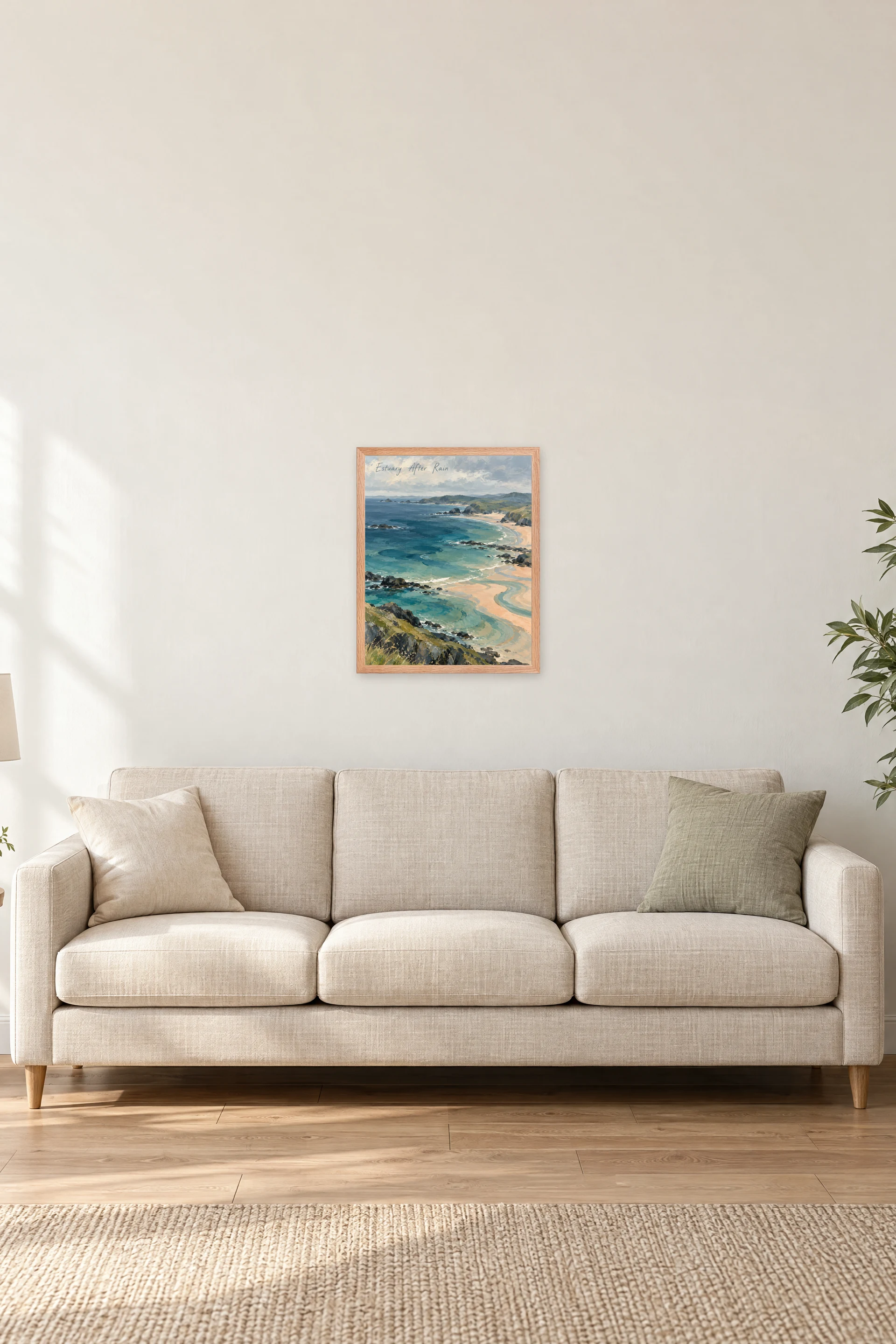 "Estuary After Rain" Premium Wooden Framed Poster — Natural Wood frame, 16 × 20 in