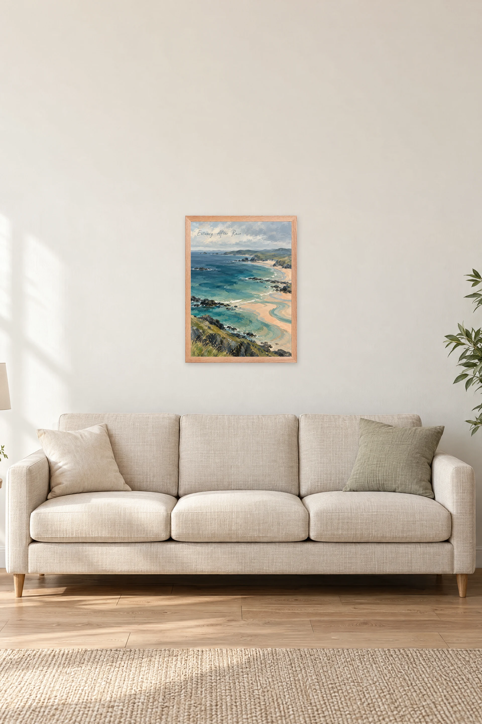 "Estuary After Rain" Premium Wooden Framed Poster — Natural Wood frame, 18 × 24 in