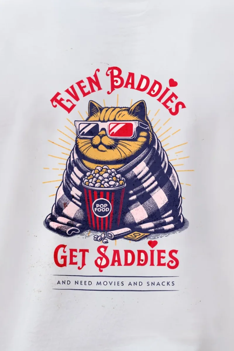 "Even Baddies Get Saddies" 1 Crewneck Sweatshirt - the graphic up close