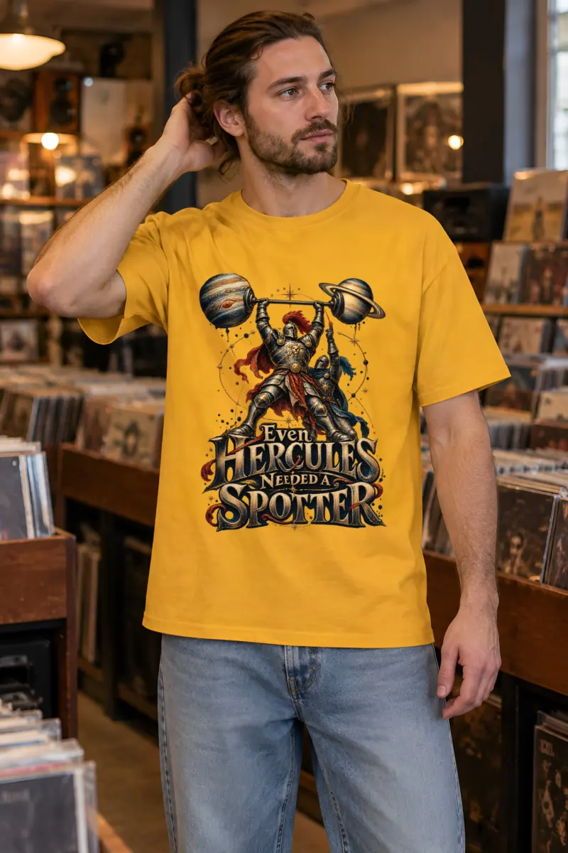 "Even Hercules Needed a Spotter" Heavyweight Unisex Crewneck T-shirt