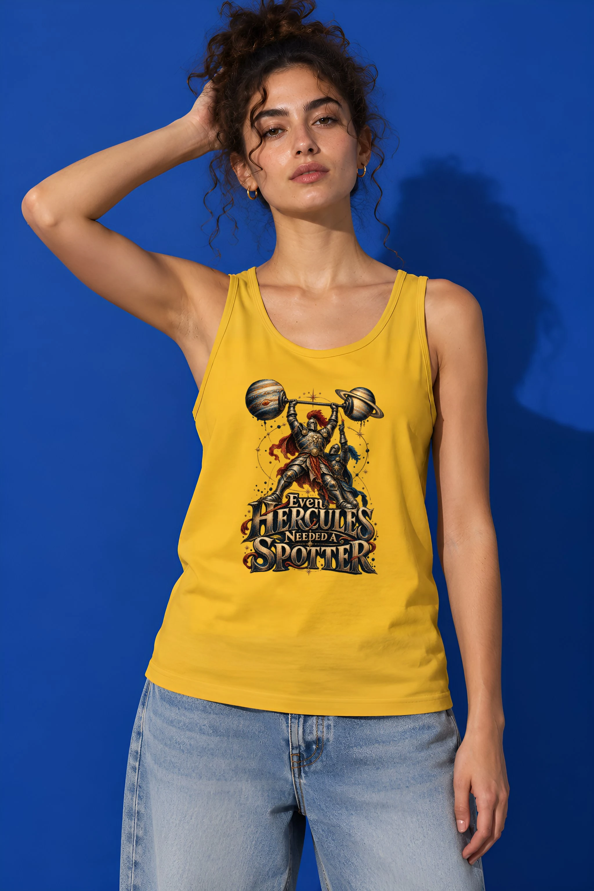 "Even Hercules Needed A Spotter" Unisex Jersey Tank