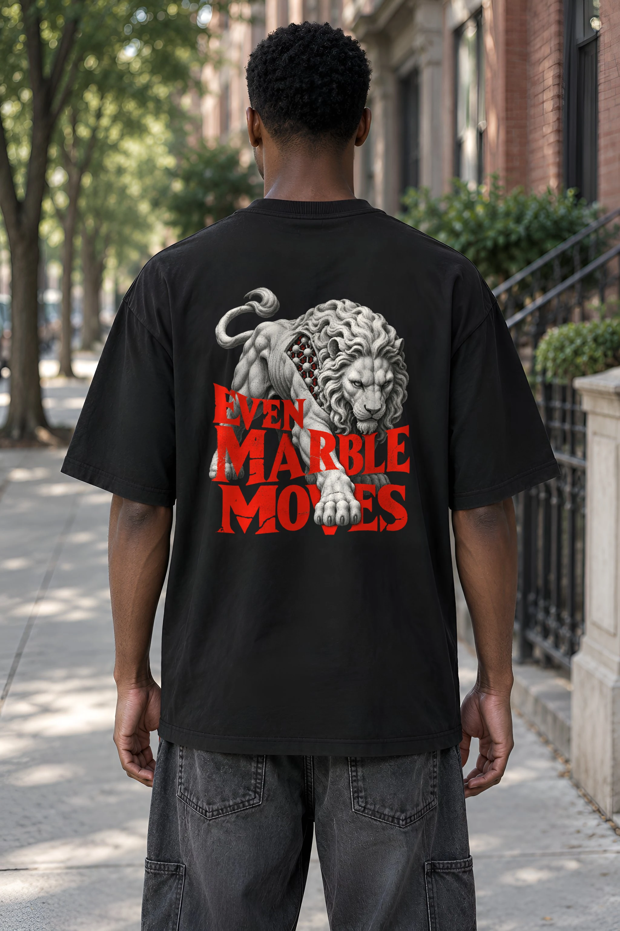 "Even Marble Moves" Men's Oversized Heavyweight Crewneck T-Shirt