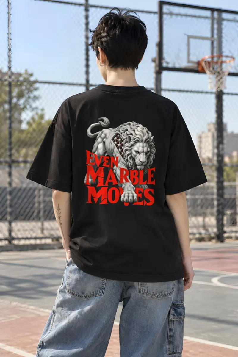 "Even Marble Moves" Unisex Oversized Heavyweight Crewneck T-Shirt