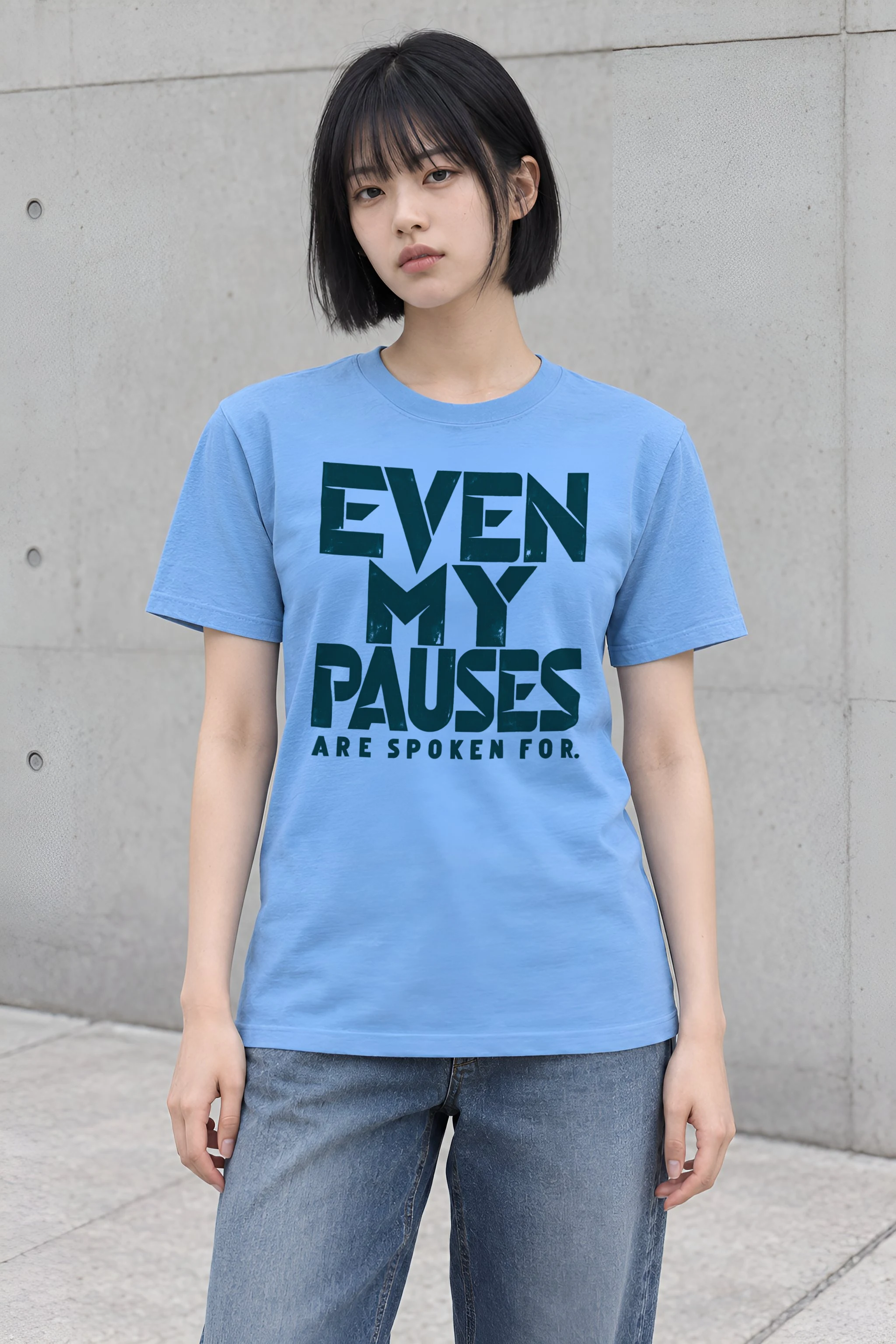 "EVEN MY PAUSES ARE SPOKEN FOR." Heavyweight Unisex Crewneck T-shirt