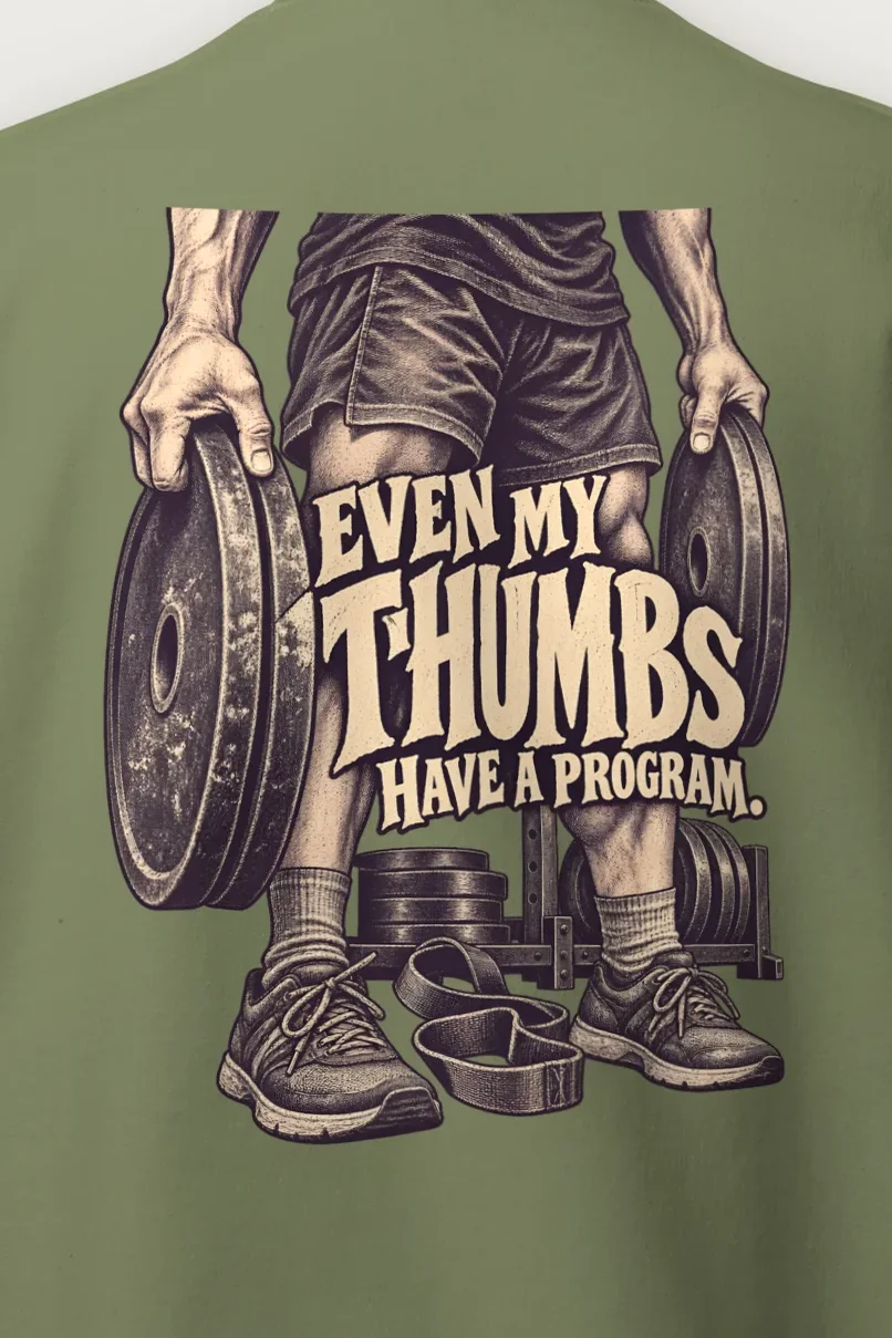 "Even My Thumbs Have A Program" Heavy Blend Unisex Crewneck Sweatshirt - the graphic up close