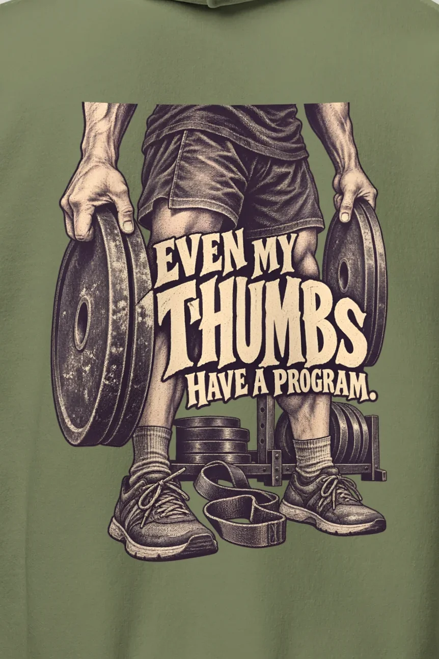 "Even My Thumbs Have a Program" Heavy Blend Unisex Pullover Hoodie - the graphic up close