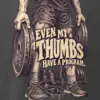 "Even My Thumbs Have a Program" Men's Oversized Heavyweight Crewneck T-Shirt
