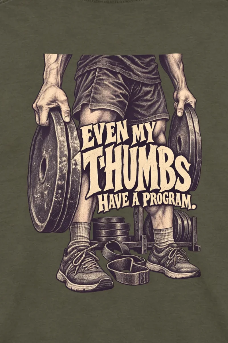 "Even My Thumbs Have a Program" Unisex Longsleeve T-shirt - the graphic up close
