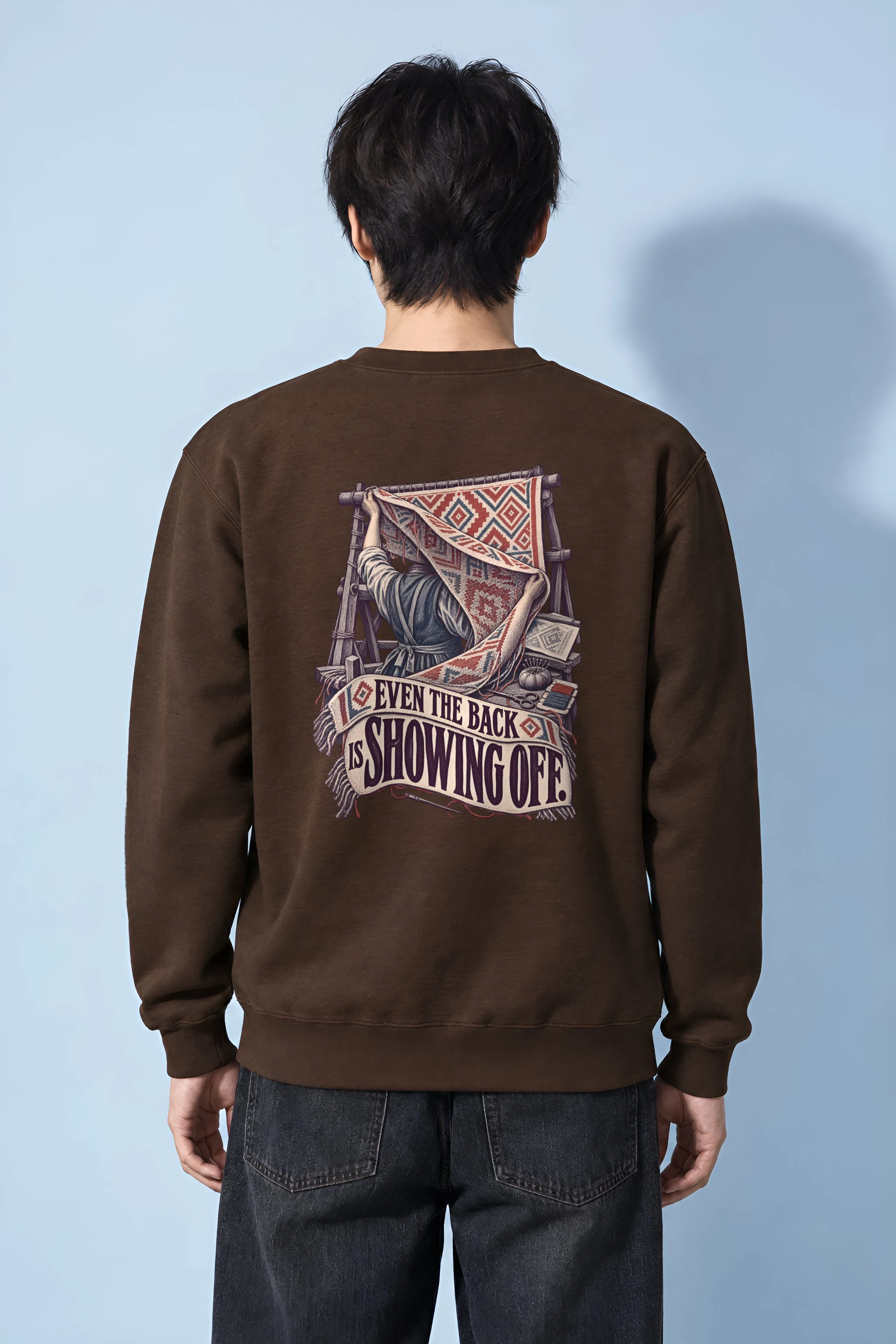 "Even the Back Is Showing Off" Heavy Blend Unisex Crewneck Sweatshirt