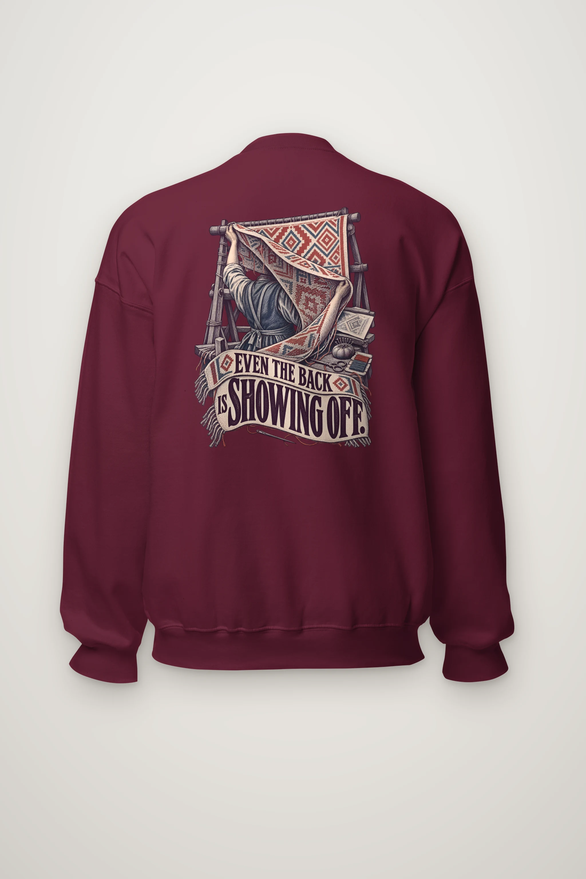 "Even the Back Is Showing Off" Heavy Blend Unisex Crewneck Sweatshirt