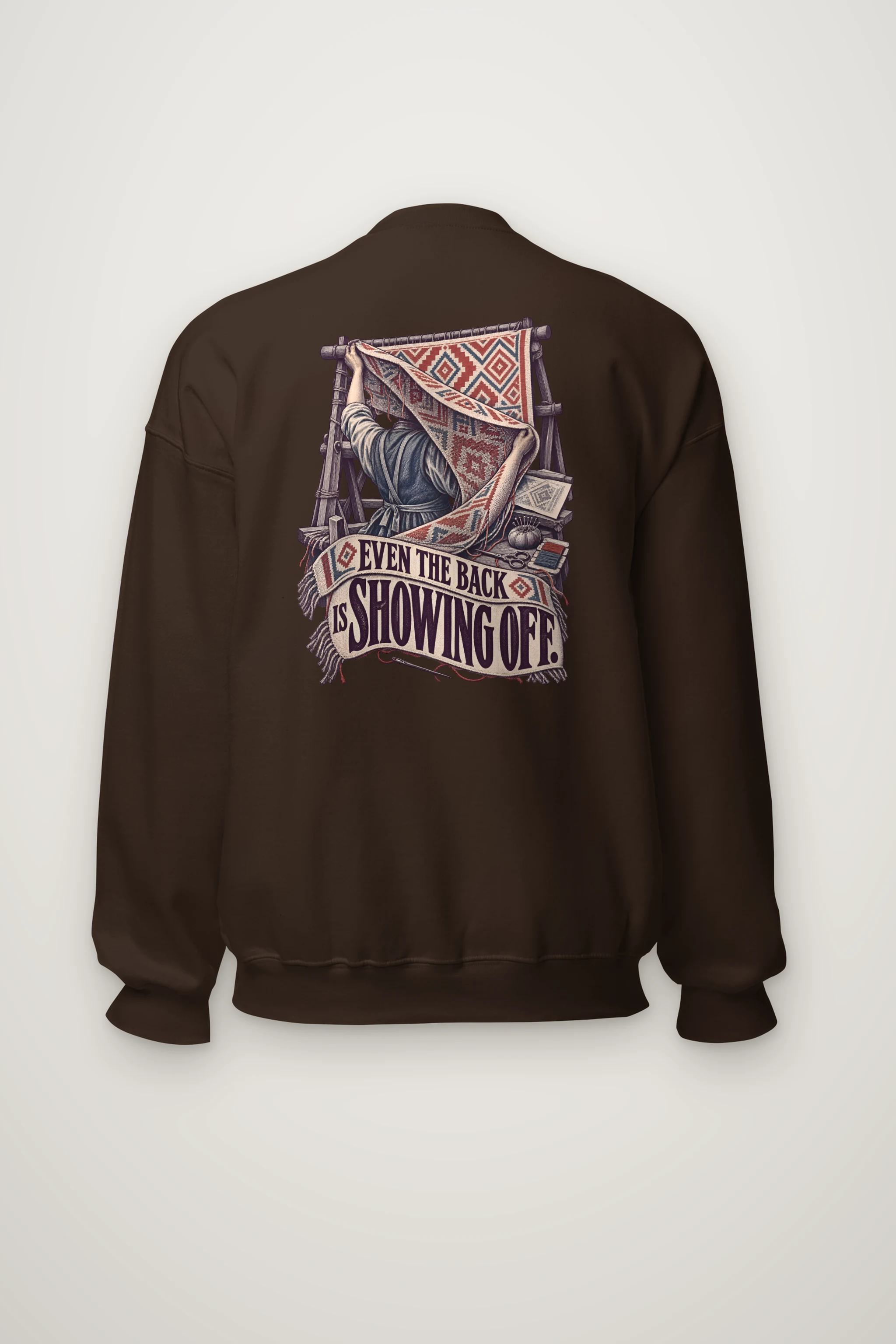 "Even the Back Is Showing Off" Heavy Blend Unisex Crewneck Sweatshirt